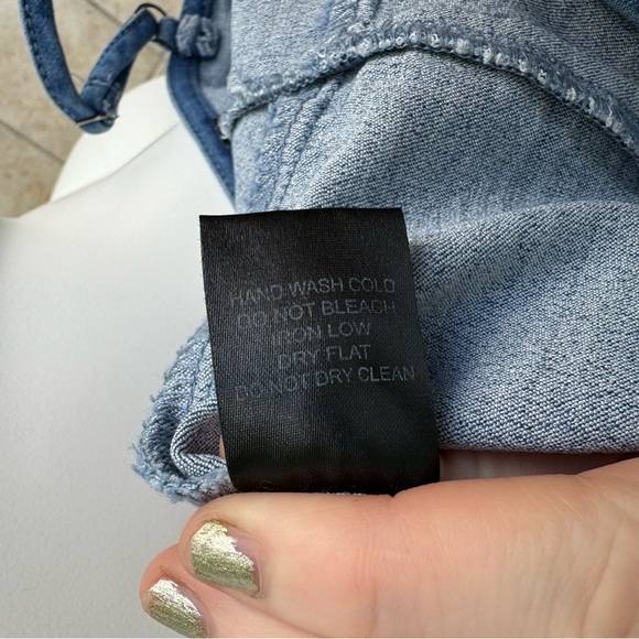 Bläshe size L denim jean mini dress y2K 90s  slimfit bodycon summer spring - Picture 10 of 11